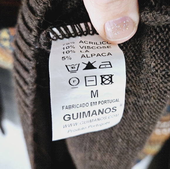 GUIMANOS | v-neck alpaca blend knit long sleeve stripe fair isle sweater - Picture 6 of 6